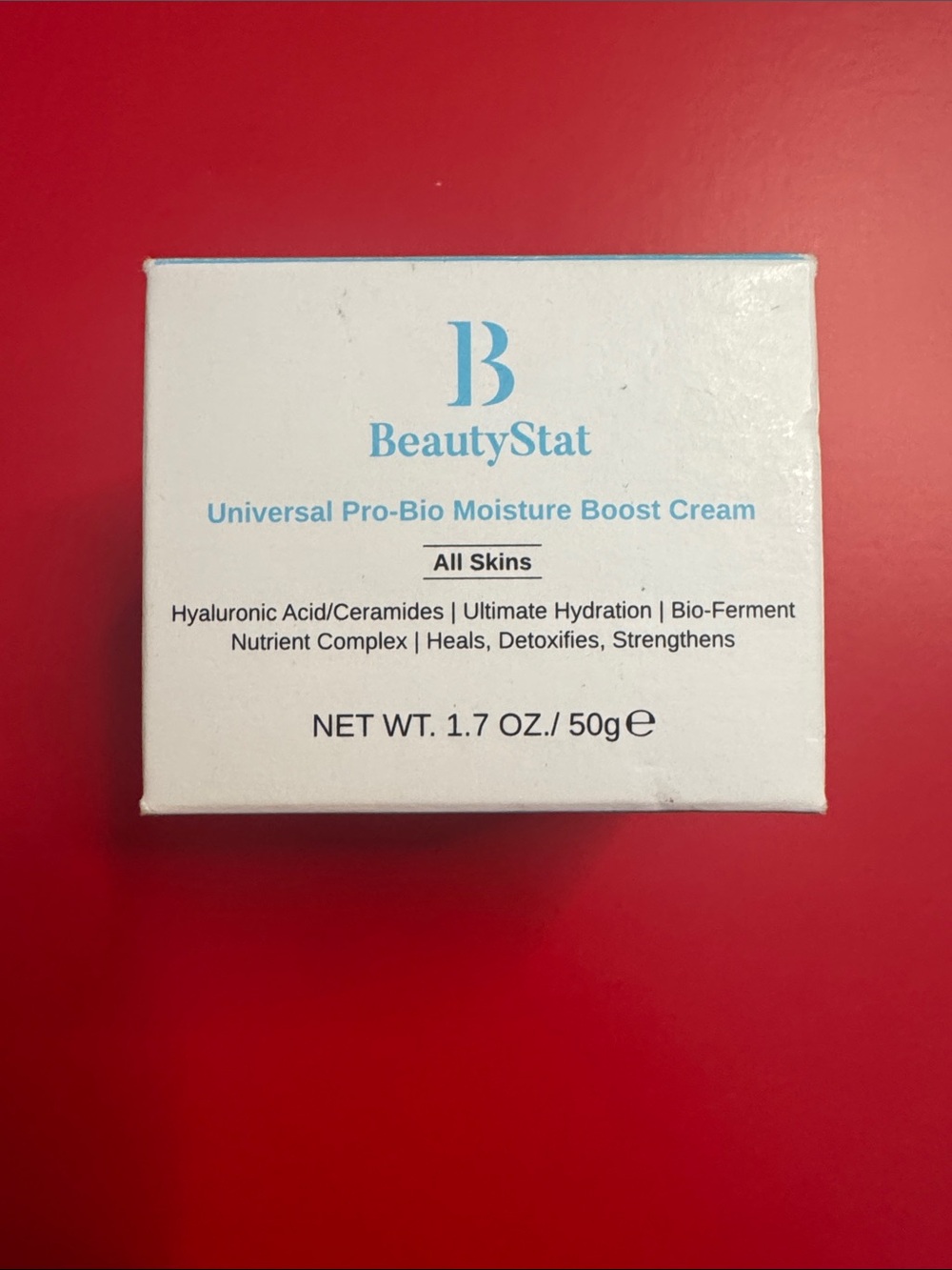 BeautyStat Moisture Boost Cream — White box on red